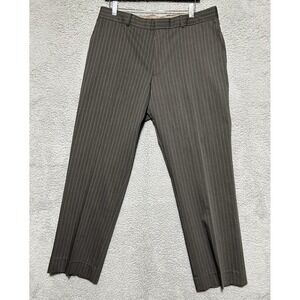 Hugo Boss Virgin Wool Blend Pinstripe Dress Pants Pleated Gray 36x30